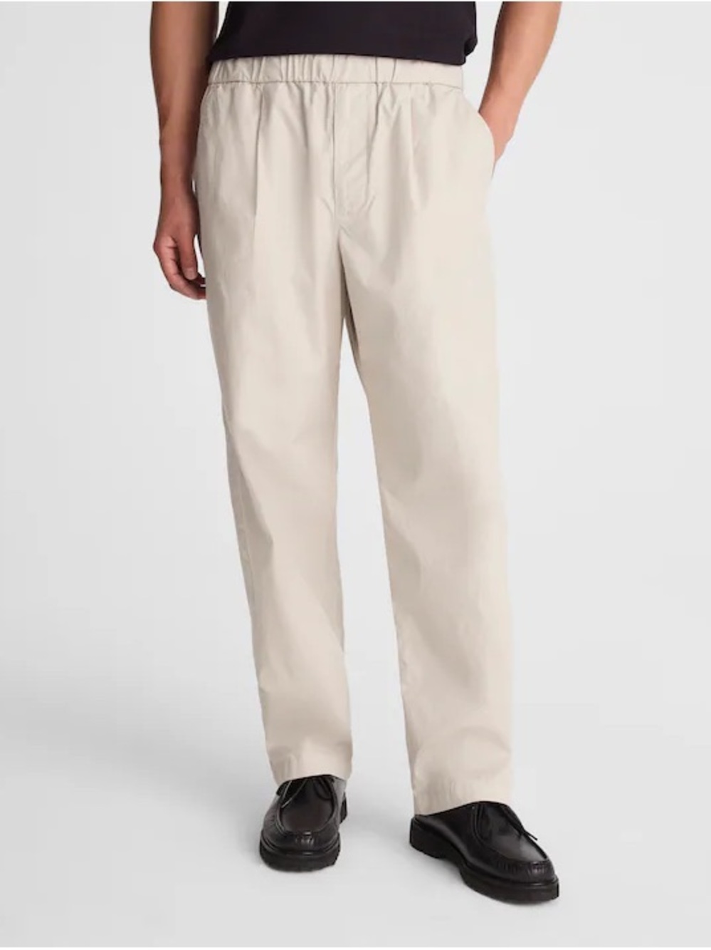 Madewell Pleated Poplin Pull-On Pant in Beige Size M NWT